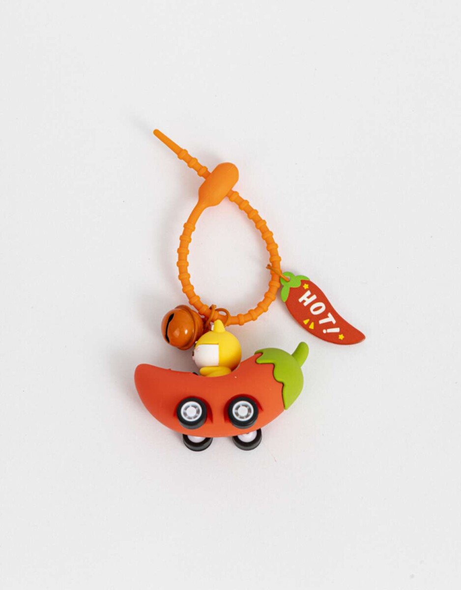 Llavero Y Charm De Animalito Auto Picante - Naranja Medio 