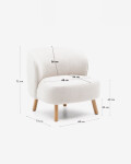 Butaca Ulit de chenilla beige y patas de madera maciza haya acabado natural