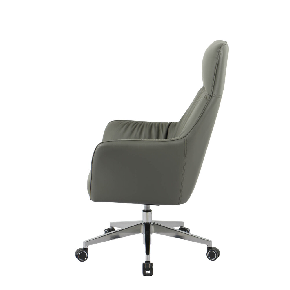 SILLA DE OFICINA GERENCIAL METAL-Y-CUERO GRIS HIERARCHY