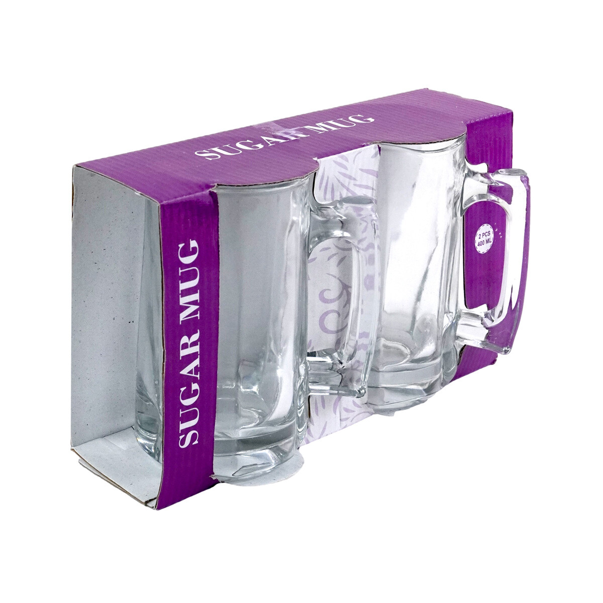 JARRA CERVEZA X2PCS VIDRIO BASE FLOR 400ML 7.5X14CM RYAN SUGAR MUG 