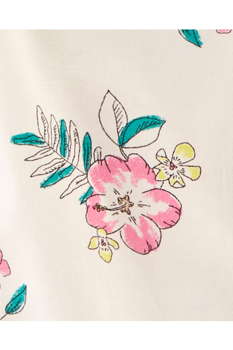Set tres piezas short, camisa y body de algodón diseño floral Sin color
