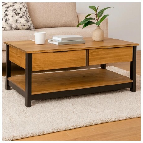 Mesa Ratona De Centro RUSTICO Denise 2 Cajones Madera Maciza Mesa Ratona De Centro RUSTICO Denise 2 Cajones Madera Maciza