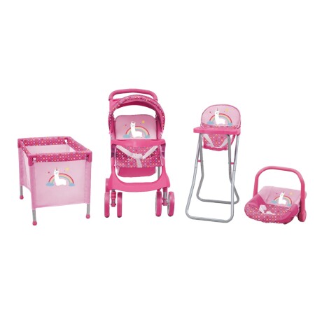 Coche de bebé para muñecas Bebesit 4 piezas Violeta