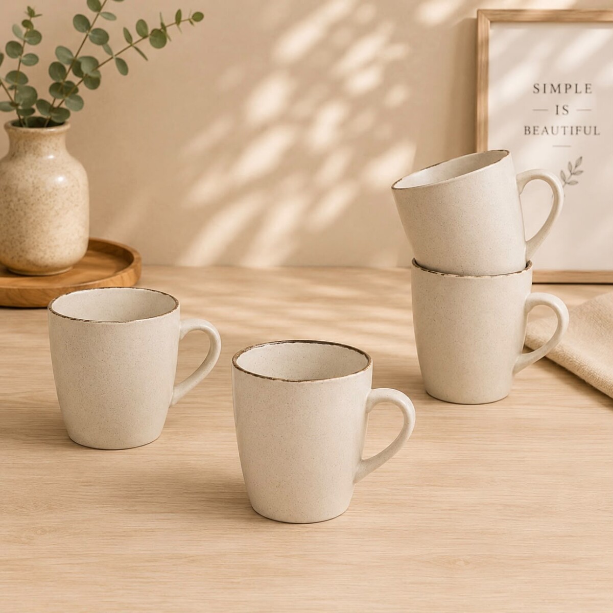 Juego de 4 Tazas Mug de Cerámica para Café o Té - 350 ml 