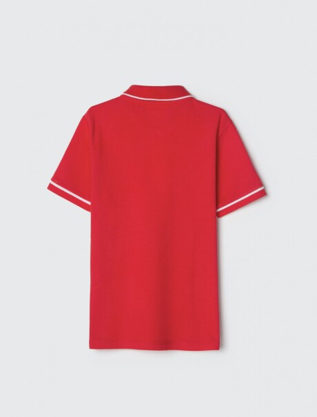 POLO INFANTIL CON LOGO BORDADO ROJO