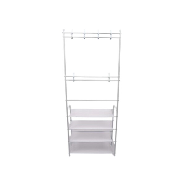 Rack Multifuncional Zapatero Y Perchero Organizador Estantes Color Blanco PER005 Rack Multifuncional Zapatero Y Perchero Organizador Estantes Color Blanco PER005