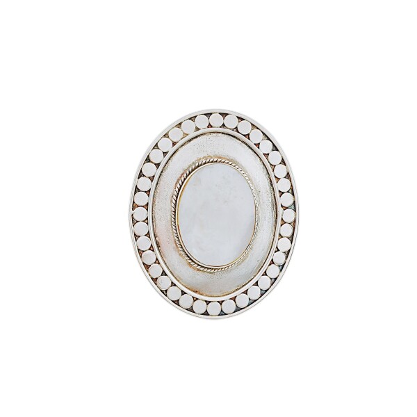 Anillo Circulo-Plata 925 Ajustable-Piedra Nacar-AN3372 conpiedra