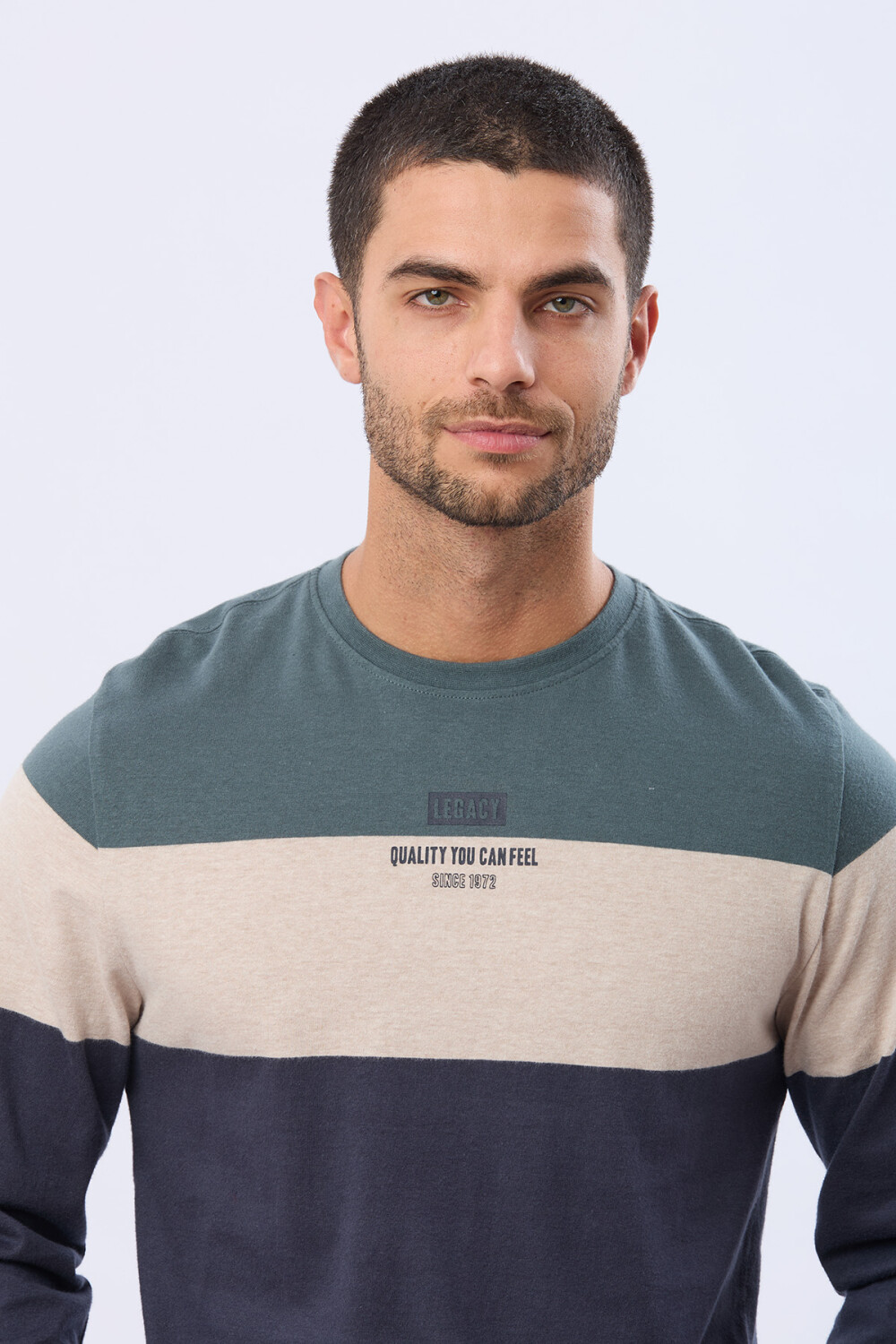 REMERA RAYADA DE ALGODÓN Azul