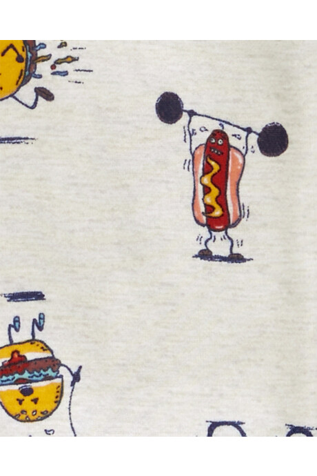 Pijama cuatro piezas de algodón, dos bermudas y dos remeras manga corta estampados Sin color