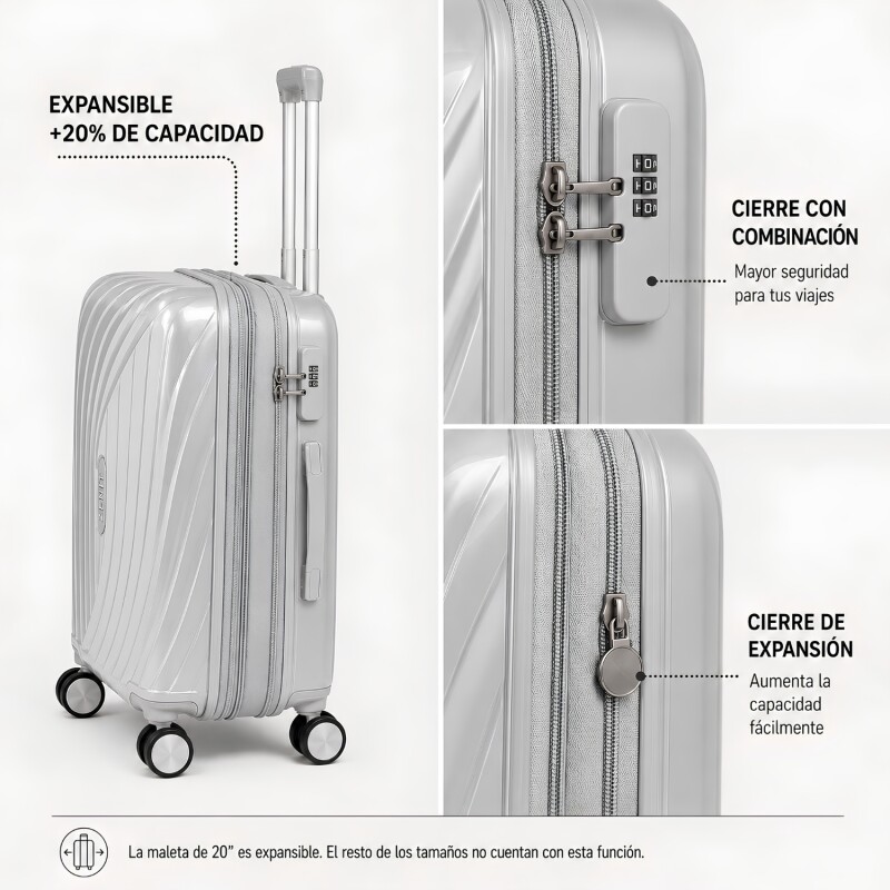 Valija Carry On Zenit Florencia Plateado