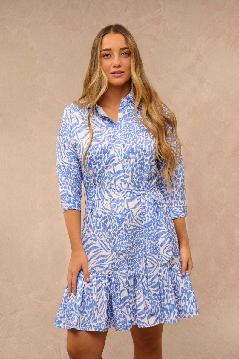 VESTIDO LEXY ANIMAL PRINT CELESTE 