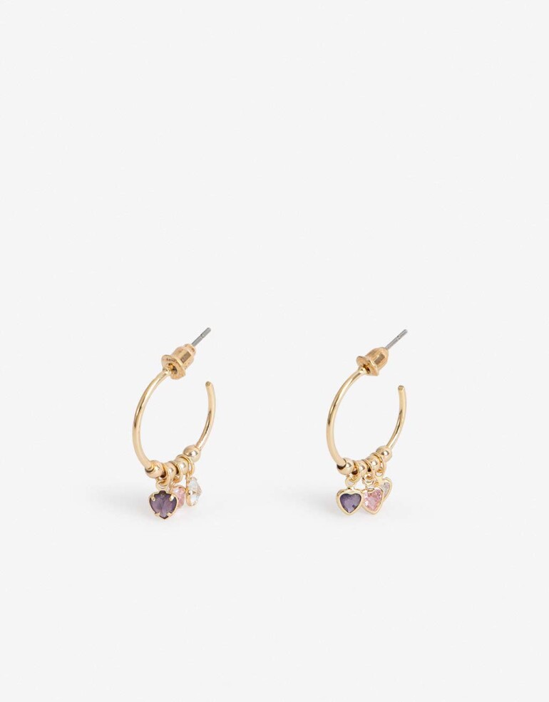 Aros Argollas Cubic zirconia Aros Corazón Cubic Zirconia - Dorado