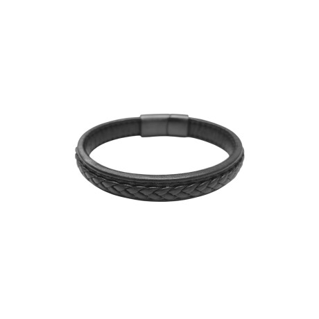 Pulsera cuerina negra básica Negro