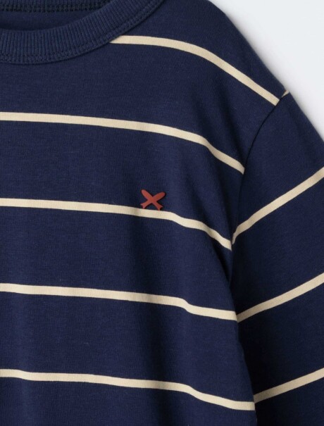 CAMISETA ESTAMPADA DE MANGA LARGA AZUL
