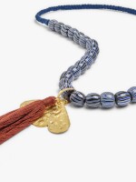 Collar Con Cuentas De Vidrio Colgante De Borla azul
