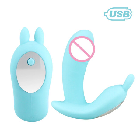 Vibrador Doble Estímulo A Control Remoto Y Carga USB Turquesa
