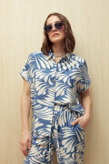 CAMISA ELVINA PRINTED Blanco/Azul
