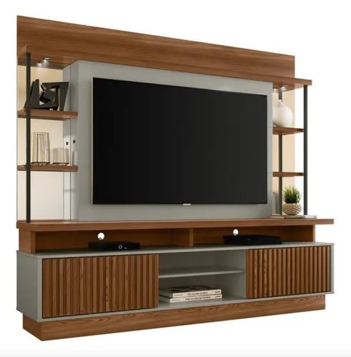 Rack Para TV Hasta 60 Pulgadas Salvador Con LED y Puertas Corredizas 