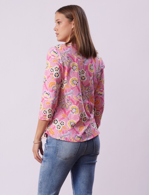 Remera Algodon Flores MULTI/ROSA