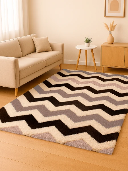 ALFOMBRA ZIGZAG MARRON