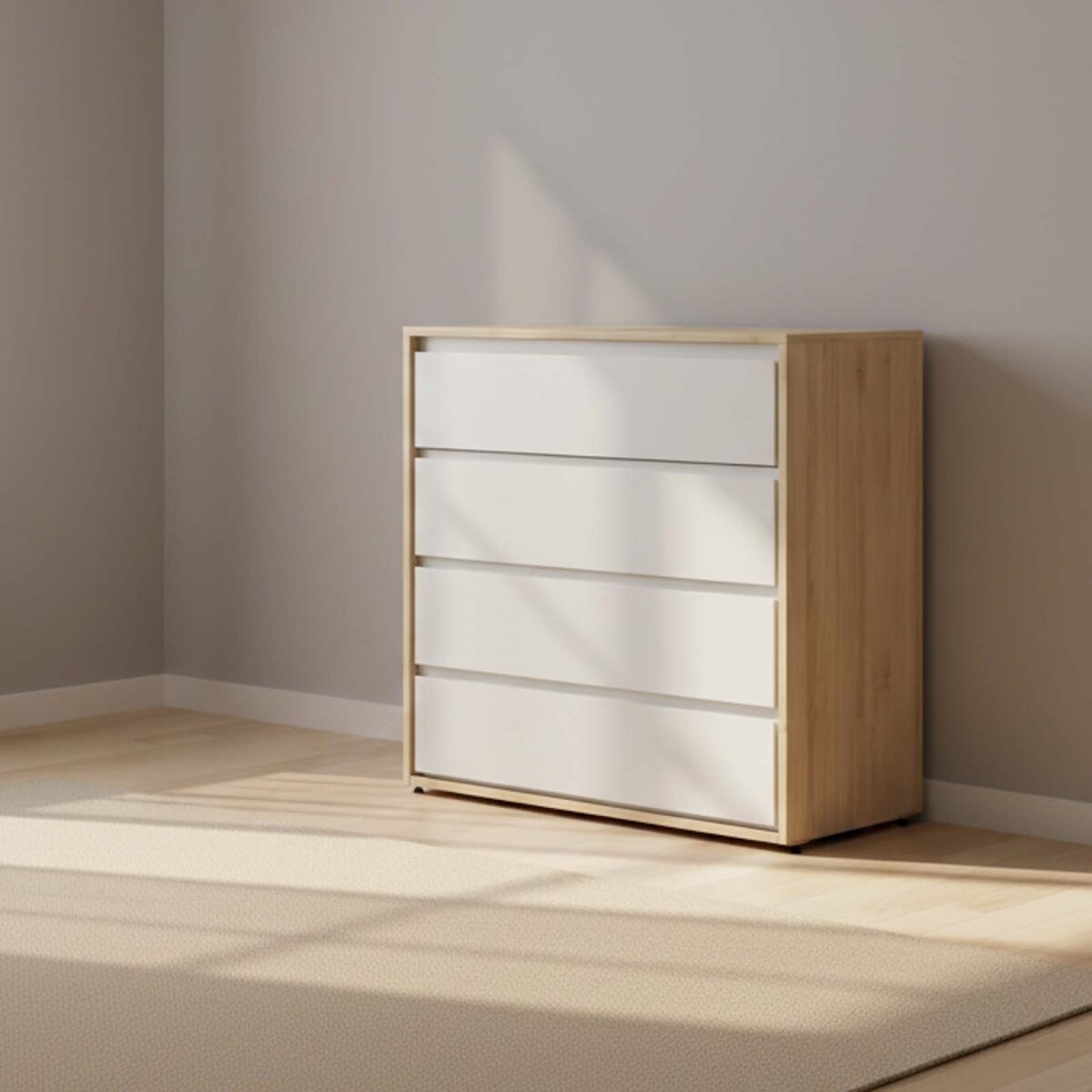 ROCKY - 4 CAJONES MDF-Y-MADERA BLANCO CÓMODA KIDS 3C 