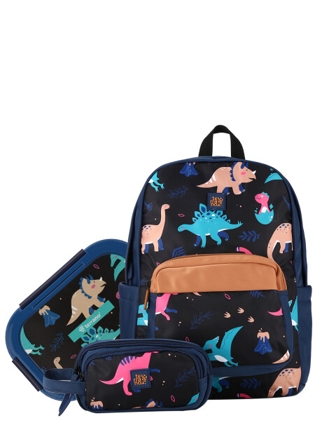 Kit Mochila + Cartuchera + PickBox Tupper Dinosaurios