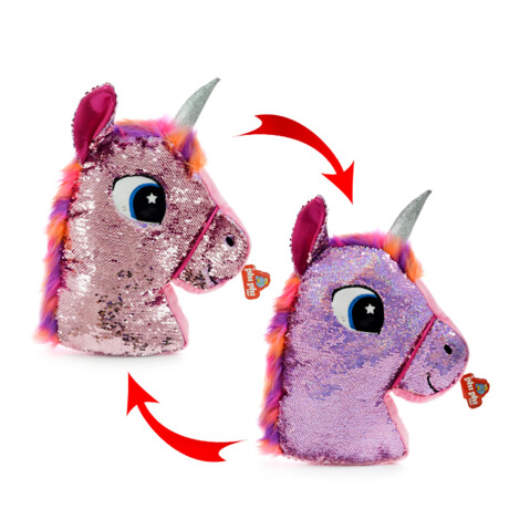 Almohadón Unicornio Lentejuelas Phi Phi Reversible Rosado