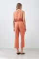 Pantalón de lino con efecto desflecado durazno