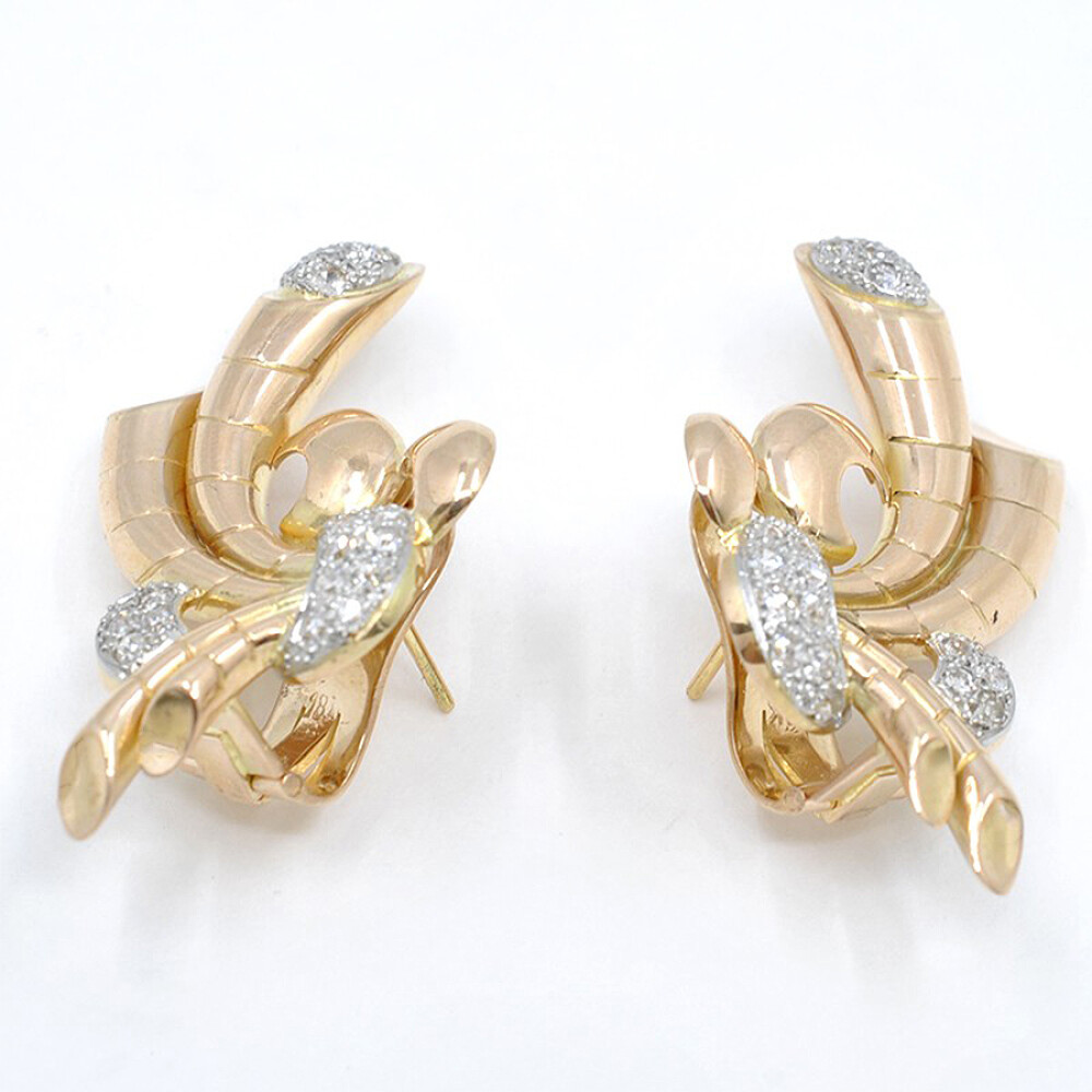 Caravanas Antiguas En Oro 18K Y Brillantes Caravanas Antiguas En Oro 18K Y Brillantes
