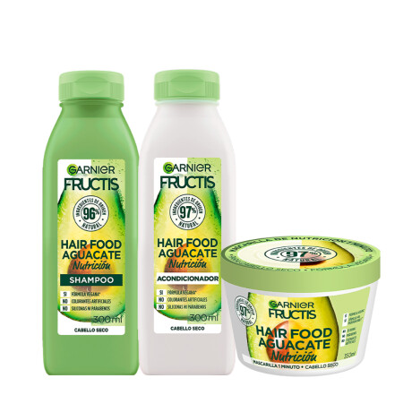 Pack Garnier Fructis Hair Food Aguacate - Shampoo 300ml + Acondicionador 300ml + Mascarilla Capilar 350ml Pack Garnier Fructis Hair Food Aguacate - Shampoo 300ml + Acondicionador 300ml + Mascarilla Capilar 350ml