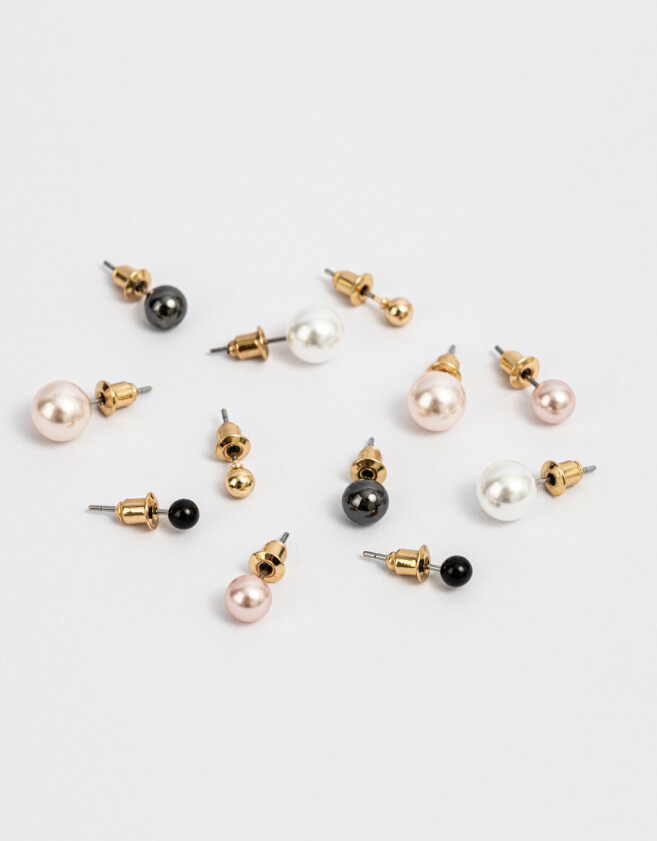 Aros Sets Perlas Set De Aros Con Perlas - Dorado