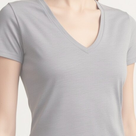 Remera escote v dama Gris
