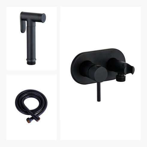 Ducha Higienica Negra, Incluye Mezcladora Flexible Y Pico 000