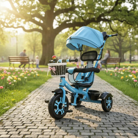 Triciclo 360° Fiorellino Giratorio Ajustable Barra Seguridad Azul
