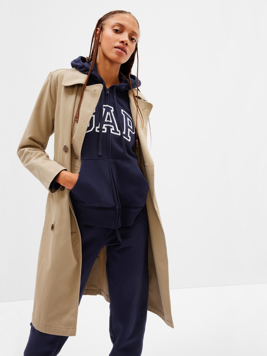 Buzo Canguro Con Cierre Logo Gap Mujer - Navy Uniform V2 