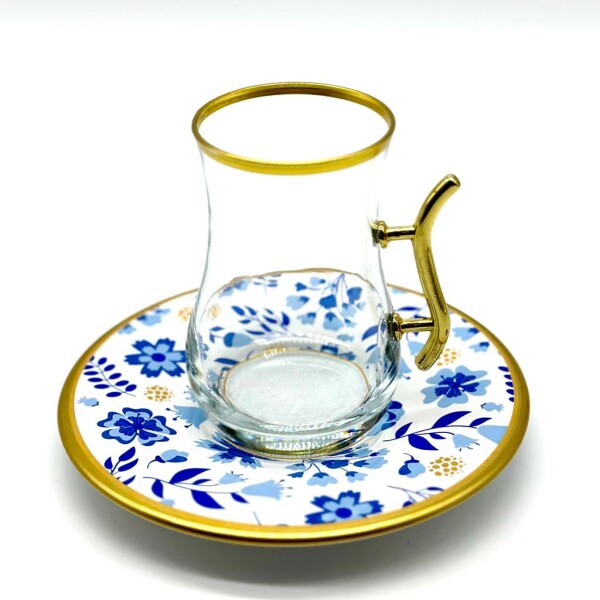 Vaso de té vip plato de cerámica x1 Azul y blanco