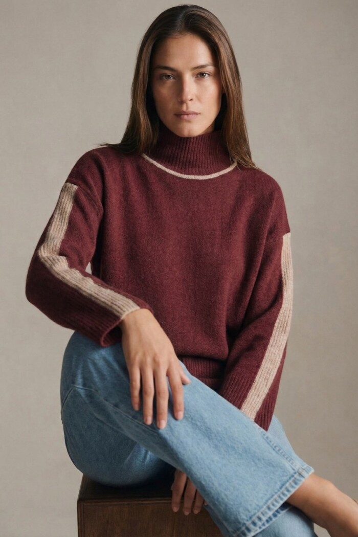 Polera Combinada Bordeaux