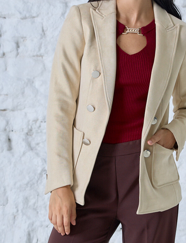 Blazer Botones Brillo BEIGE