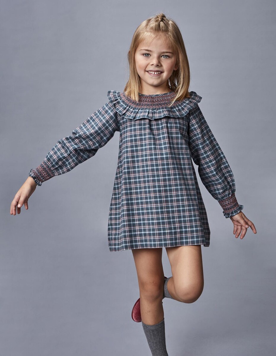 Vestido De Cuadro - Petroleo 