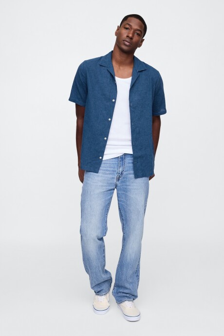 Camisa De Lino Manga Corta Hombre Bainbridge Blue