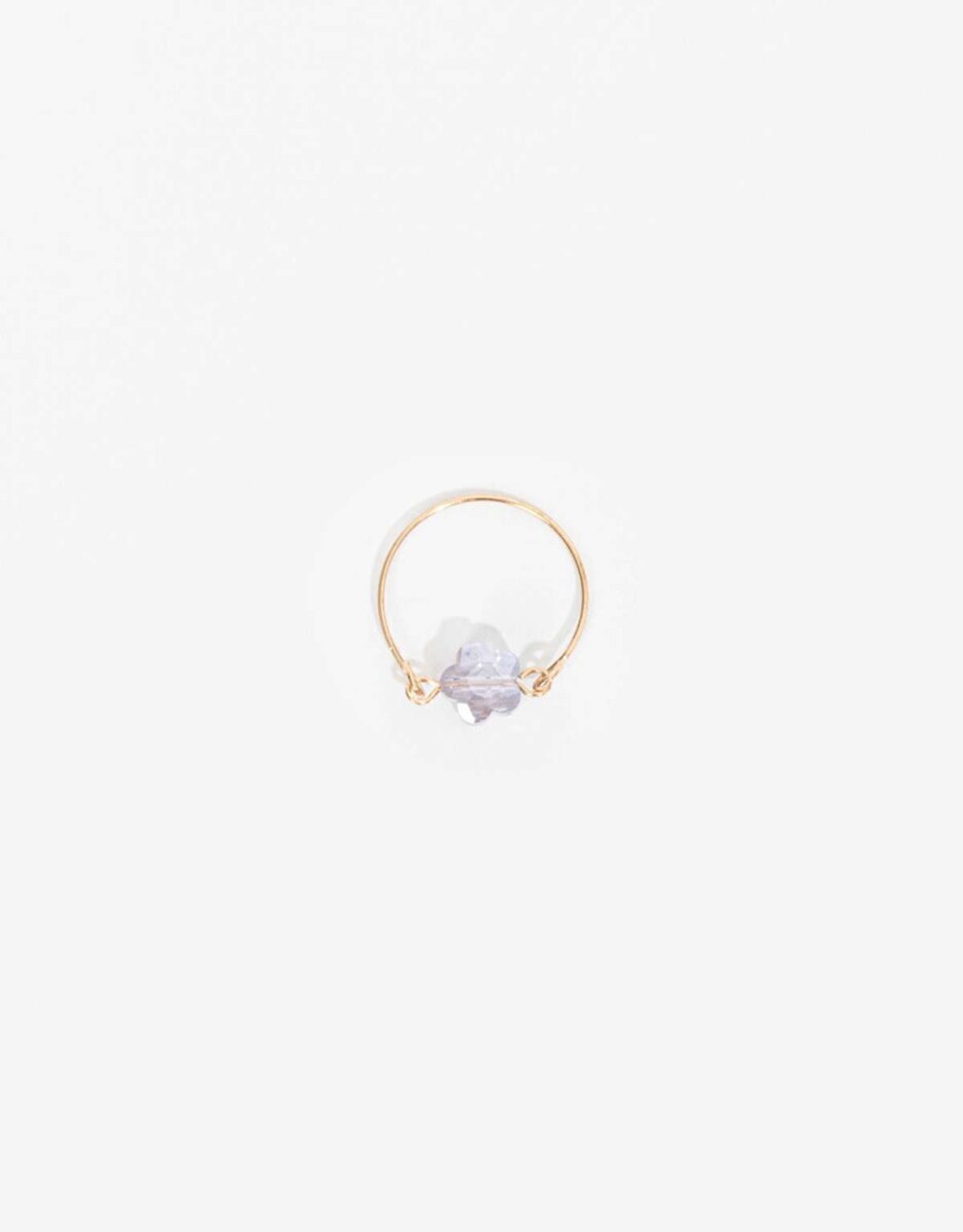 Anillo Charm Flor Acrílico - Dorado 