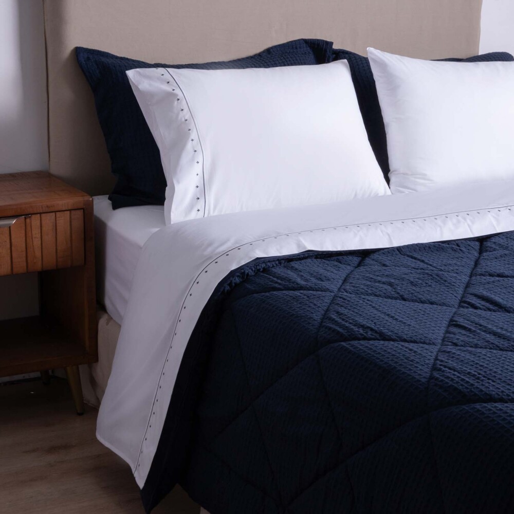 JUEGO DE SABANAS KING ALGODON BLANCO EMBRO 200H