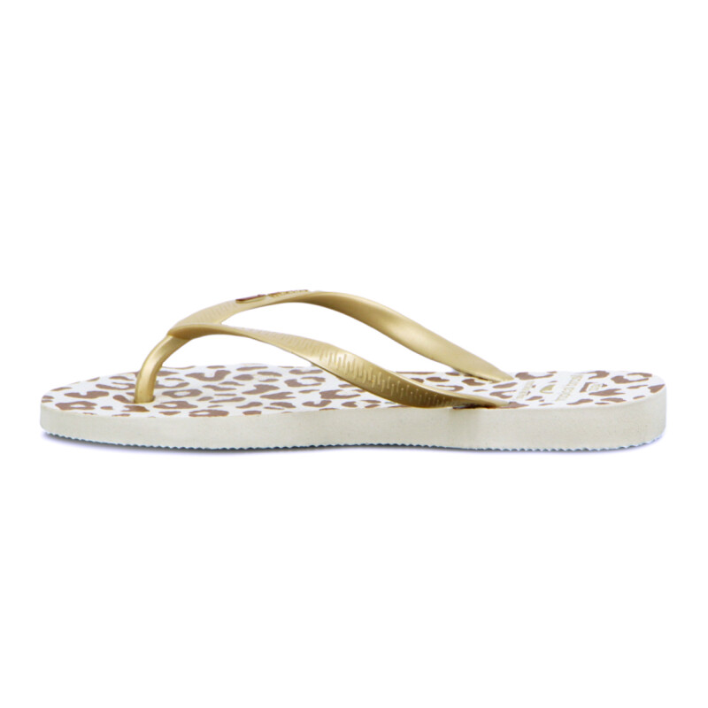 Chanclas Tropical Brasil Ojota Slim Fashion Premium De Mujer - Dorado/blanco Dorado-blanco