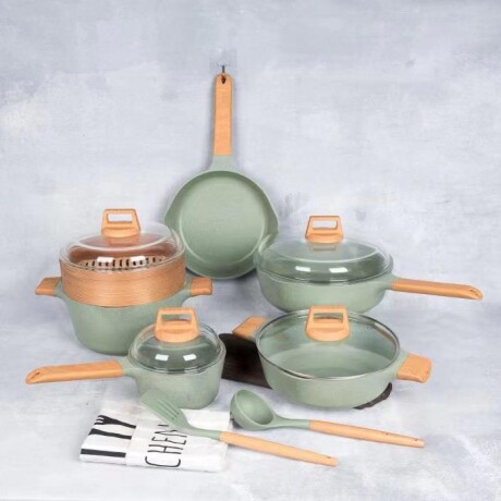 Juego De Ollas Granito Verde 13 Piezas MGC Juego De Ollas Granito Verde 13 Piezas MGC