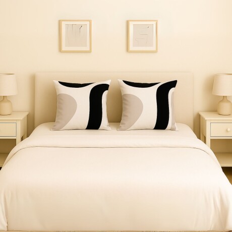 Set x2 funda de almohadones lisa 43 x 43 cm RAYAS NEGRO Y GRIS