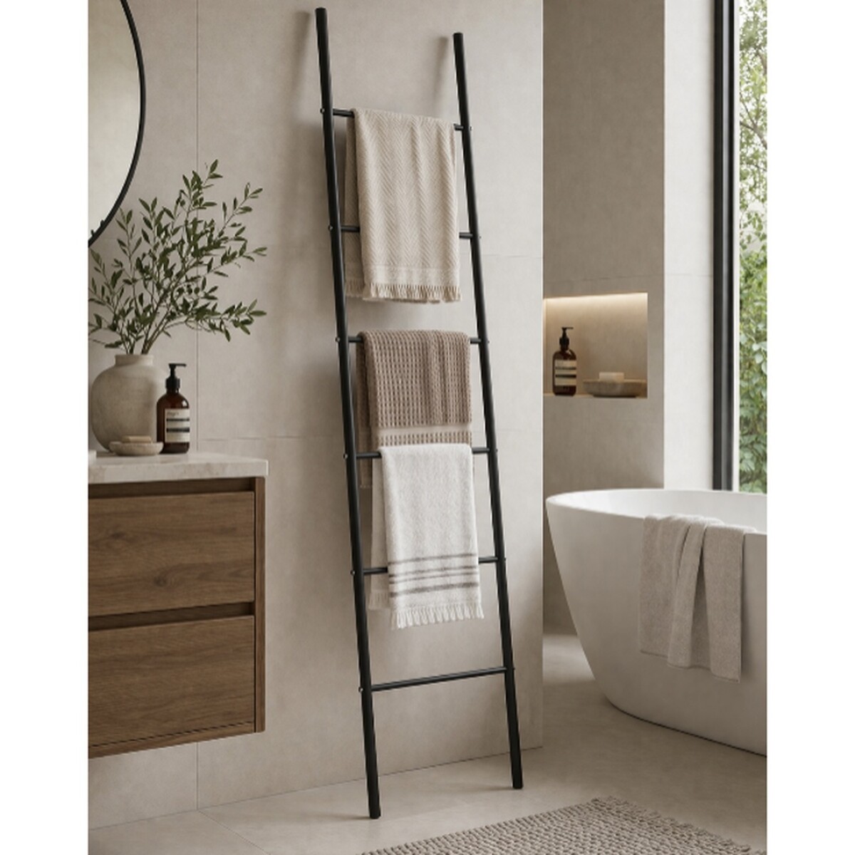 ESCALERA DECORATIVA NEWYORK METAL 169X41CM - NEGRO 