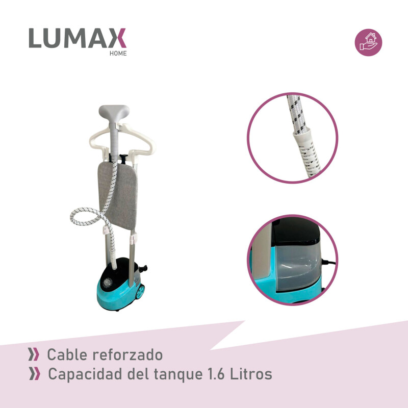 Plancha Vertical a Vapor Lumax Portátil 1,6L Verde Negro