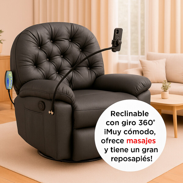 Sillón Masajeador Poltrona Con Control Remoto Y Soporte Para Celular NEGRA