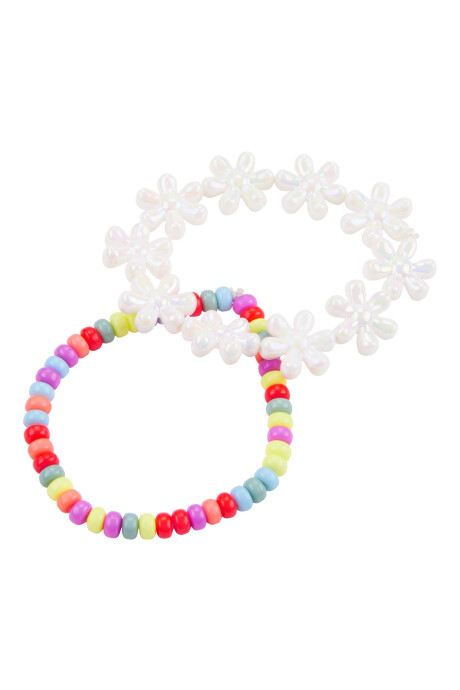 Pack dos pulseras de cuentas y flores Sin color