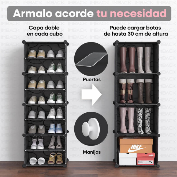 Armario Organizador de Zapatos IMBACK IBK-PLC007 | 3 Pisos, 3 Puertas Esmeriladas, Compacto y Versátil Negro Armario Organizador de Zapatos IMBACK IBK-PLC007 | 3 Pisos, 3 Puertas Esmeriladas, Compacto y Versátil Negro